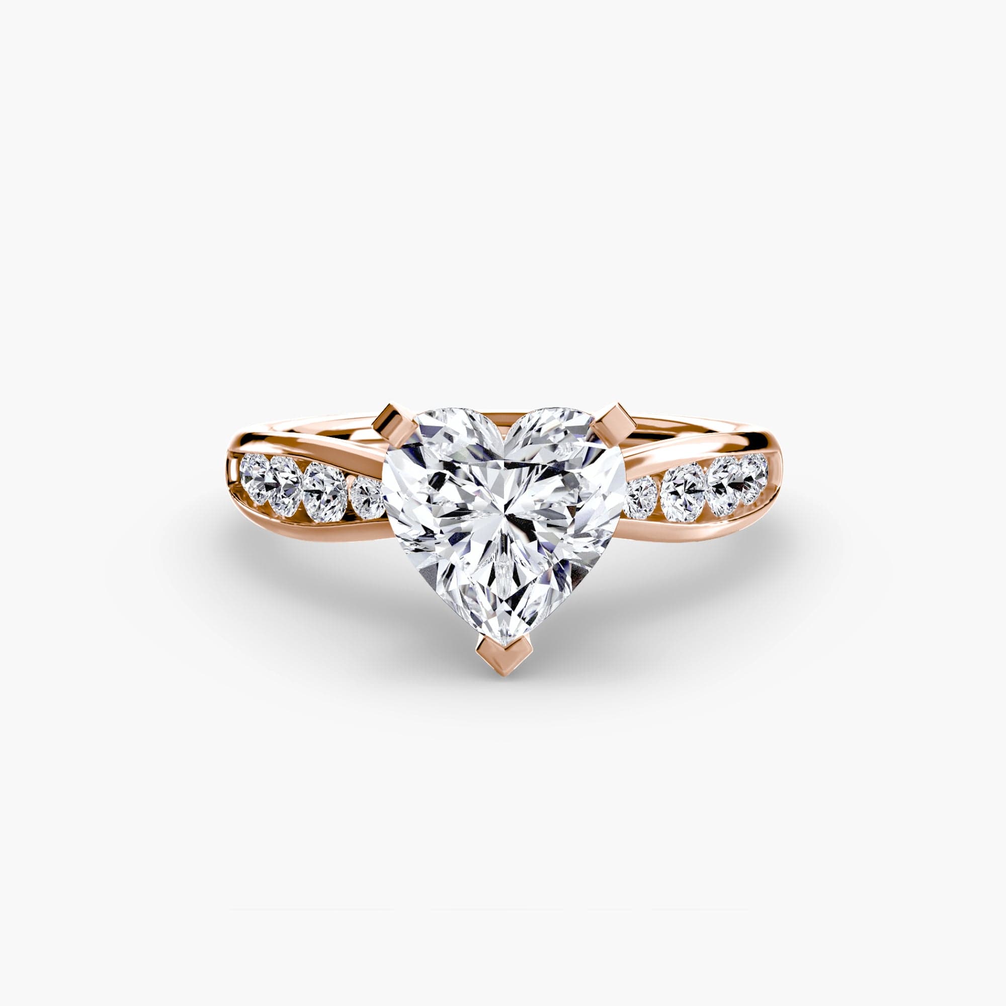BW James Jewelers setting 9K Rose Gold / Heart Solitaire with Pavé 3