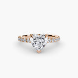 BW James Jewelers setting 9K Rose Gold / Heart Solitaire with Pavé 6