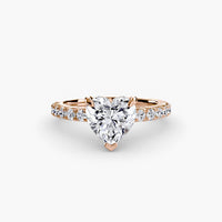 BW James Jewelers setting 9K Rose Gold / Heart Solitaire with Pavé 6