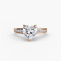 BW James Jewelers setting 9K Rose Gold / Heart Solitaire with Pavé 7