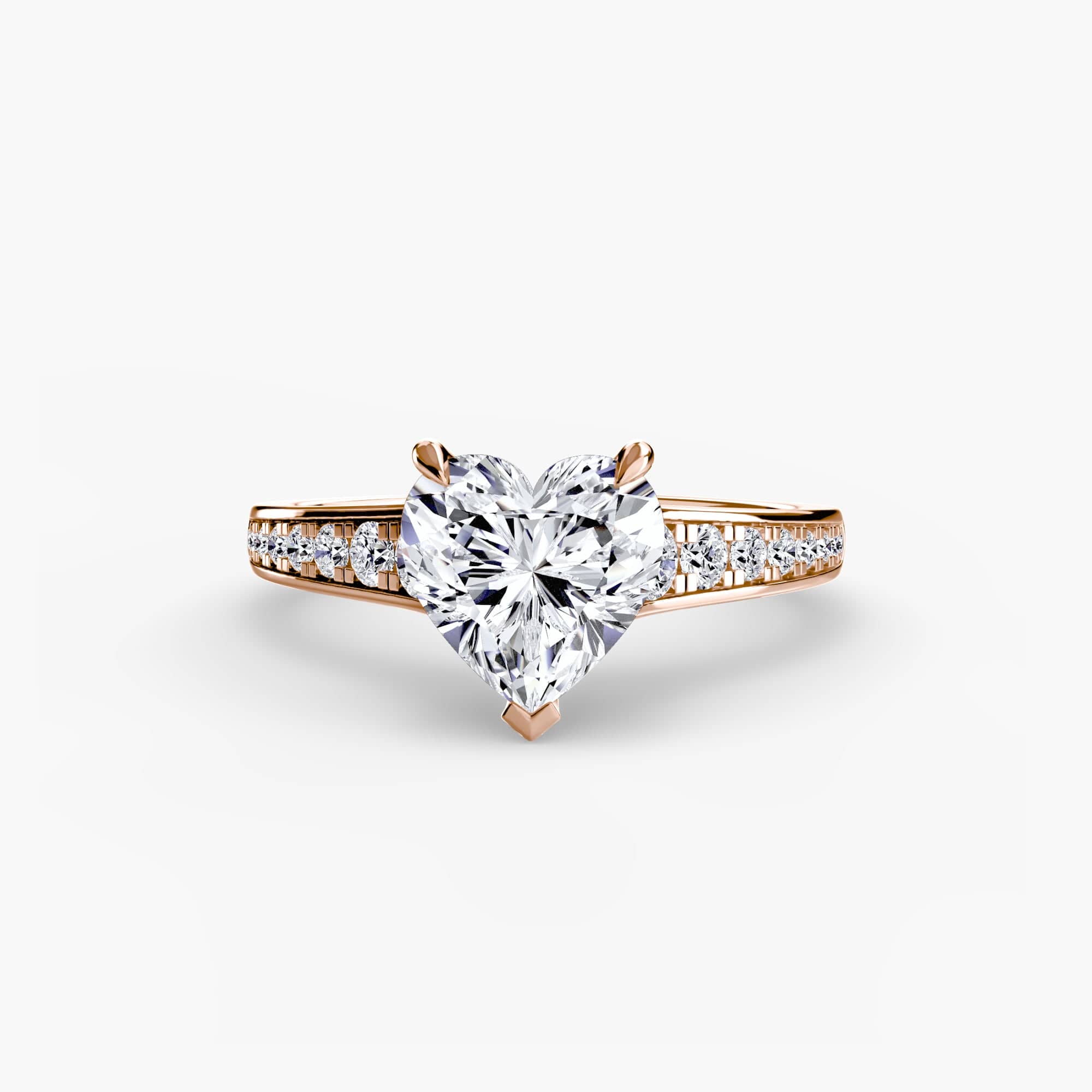 BW James Jewelers setting 9K Rose Gold / Heart Solitaire with Pavé 7
