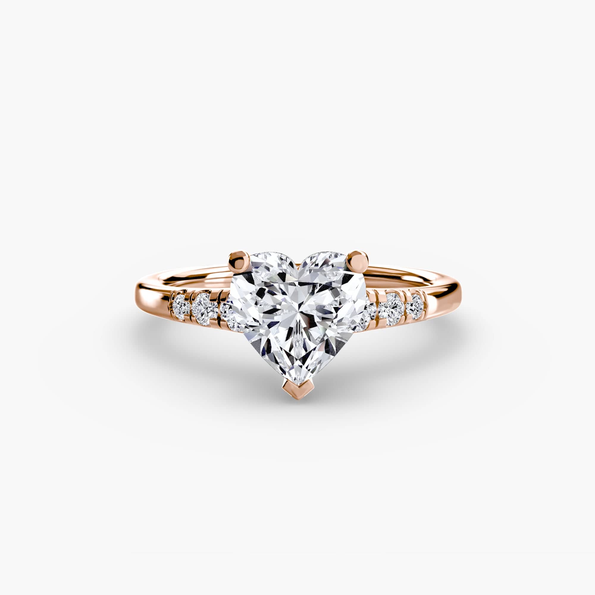 BW James Jewelers setting 9K Rose Gold / Heart Solitaire with Shoulder Accents