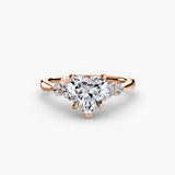 BW James Jewelers setting 9K Rose Gold / Heart Solitaire with Shoulder Accents 2