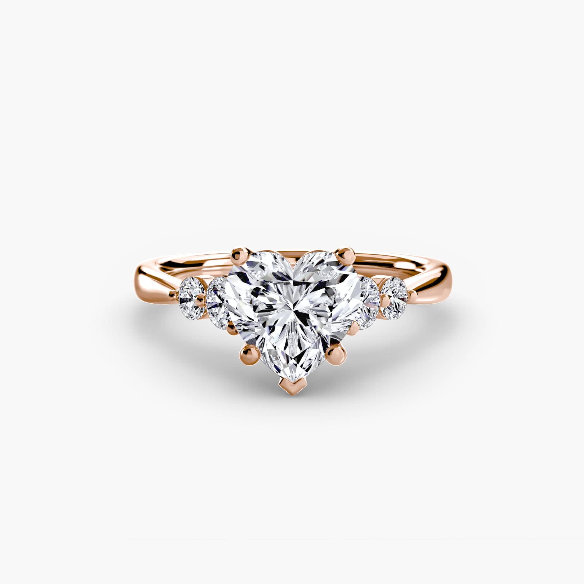 BW James Jewelers setting 9K Rose Gold / Heart Solitaire with Shoulder Accents 2