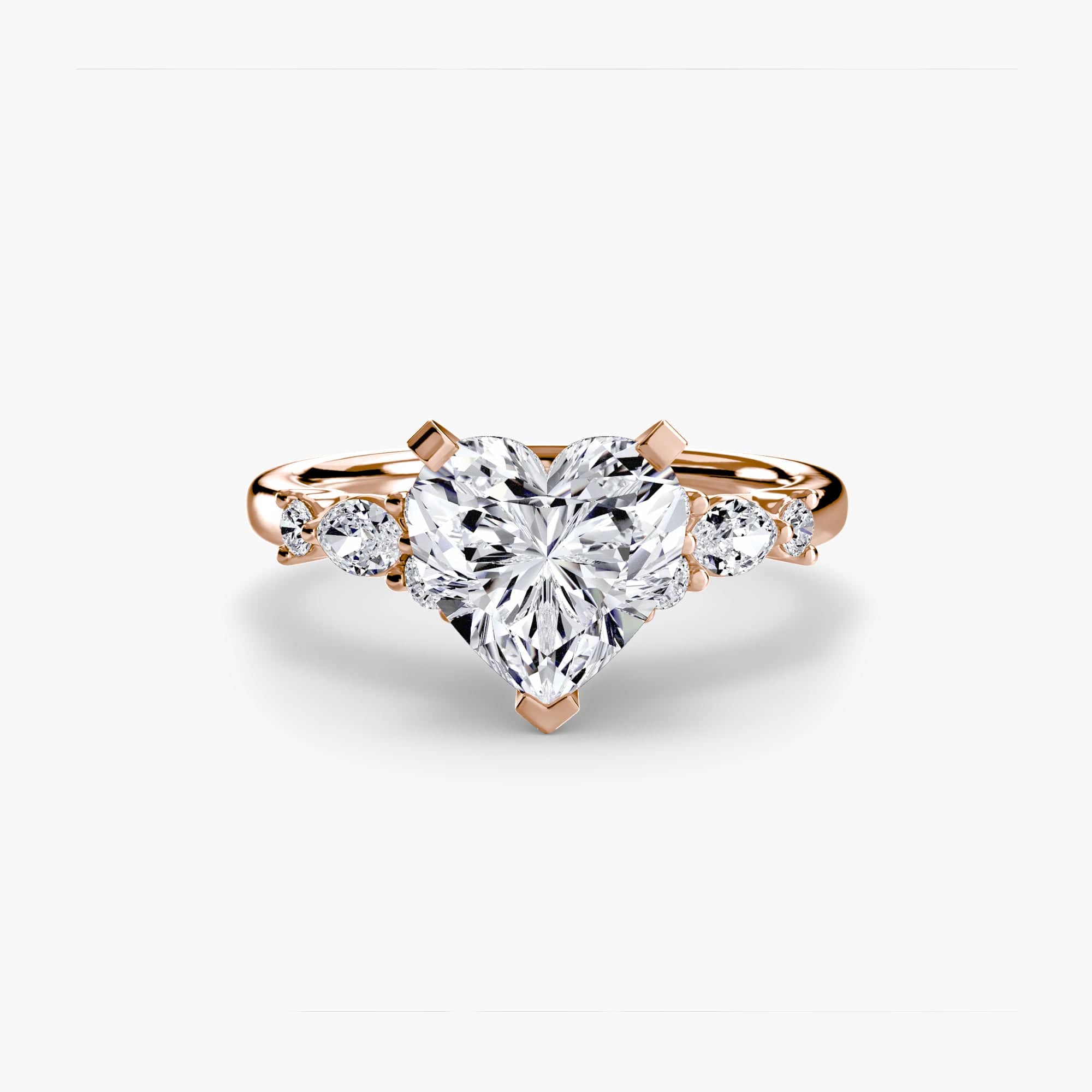 BW James Jewelers setting 9K Rose Gold / Heart The Floral Accent Solitaire