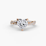 BW James Jewelers setting 9K Rose Gold / Heart The Twisted Pavé Solitaire