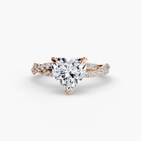 BW James Jewelers setting 9K Rose Gold / Heart The Twisted Pavé Solitaire