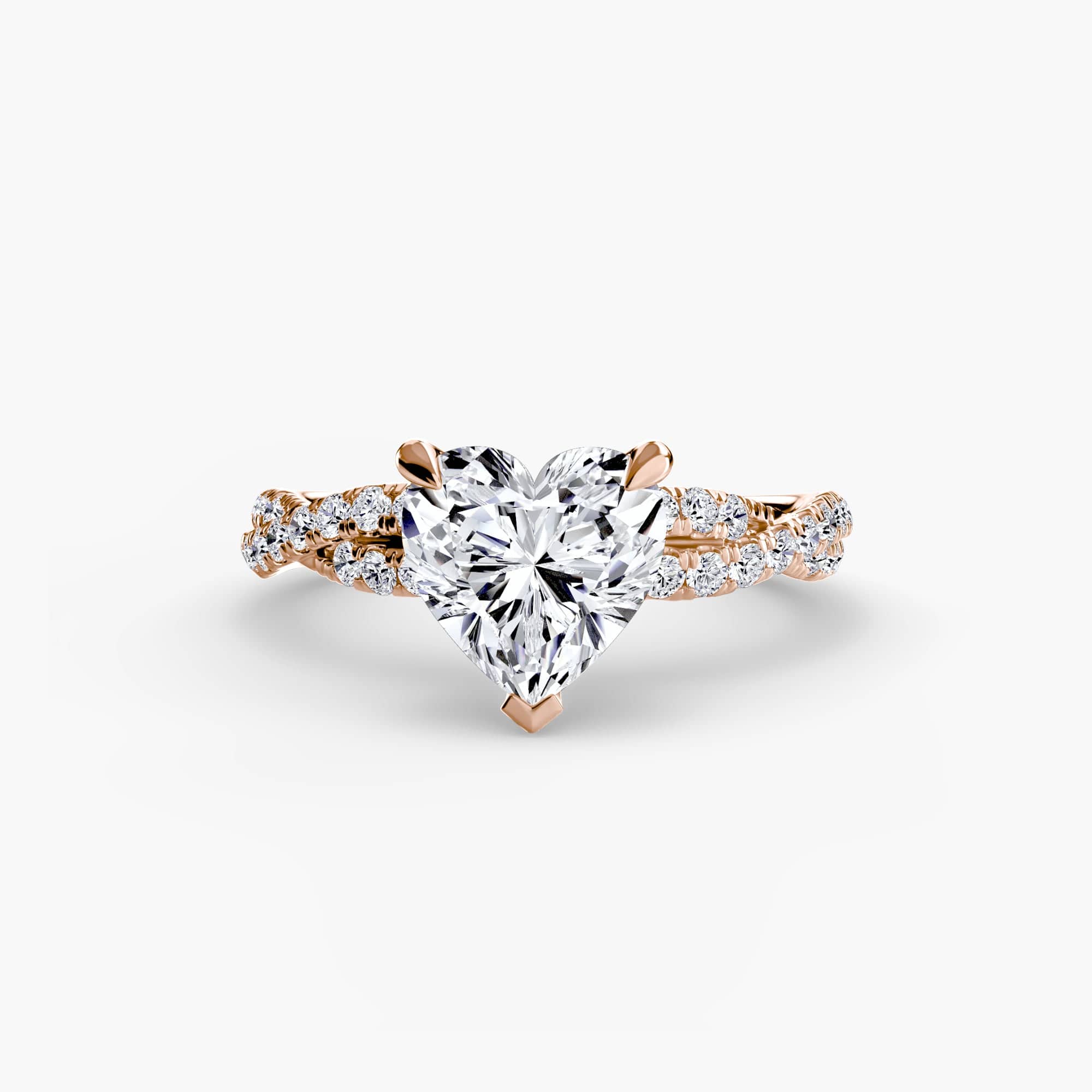 BW James Jewelers setting 9K Rose Gold / Heart The Twisted Pavé Solitaire