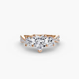 BW James Jewelers setting 9K Rose Gold / Heart Three-Stone with Pavé Band 2