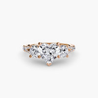 BW James Jewelers setting 9K Rose Gold / Heart Three-Stone with Pavé Band 3