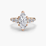 BW James Jewelers setting 9K Rose Gold / Marquise Five Stone Ring with Pavé Band