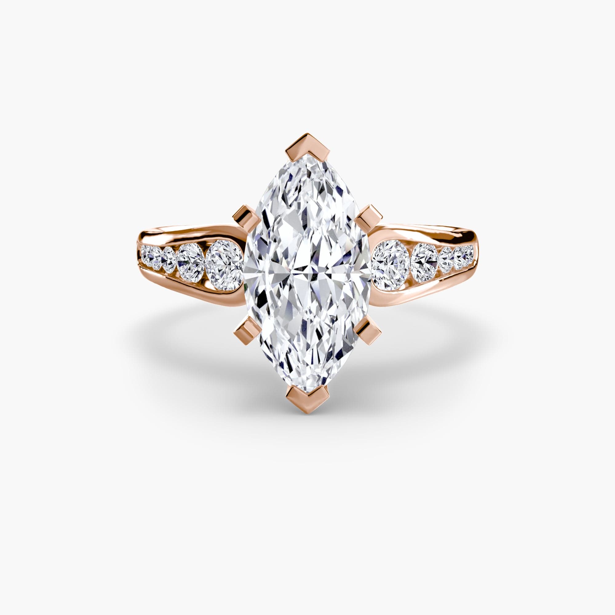 BW James Jewelers setting 9K Rose Gold / Marquise Solitaire with Pavé 2