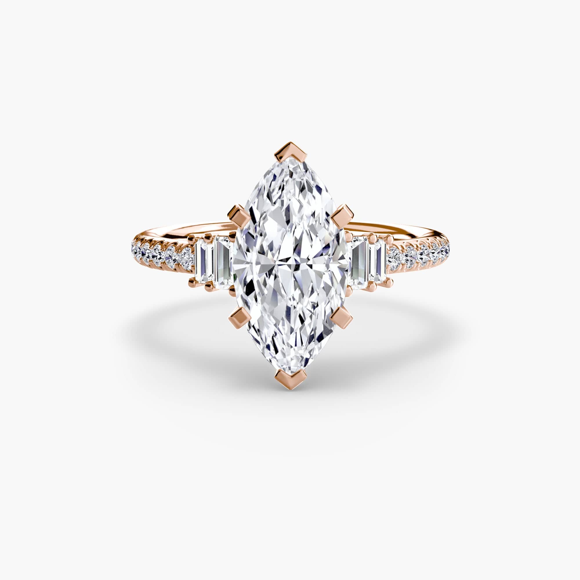 BW James Jewelers setting 9K Rose Gold / Marquise Solitaire with Pavé 4