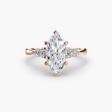 BW James Jewelers setting 9K Rose Gold / Marquise Solitaire with Shoulder Accents 2