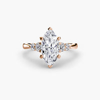 BW James Jewelers setting 9K Rose Gold / Marquise Solitaire with Shoulder Accents 2