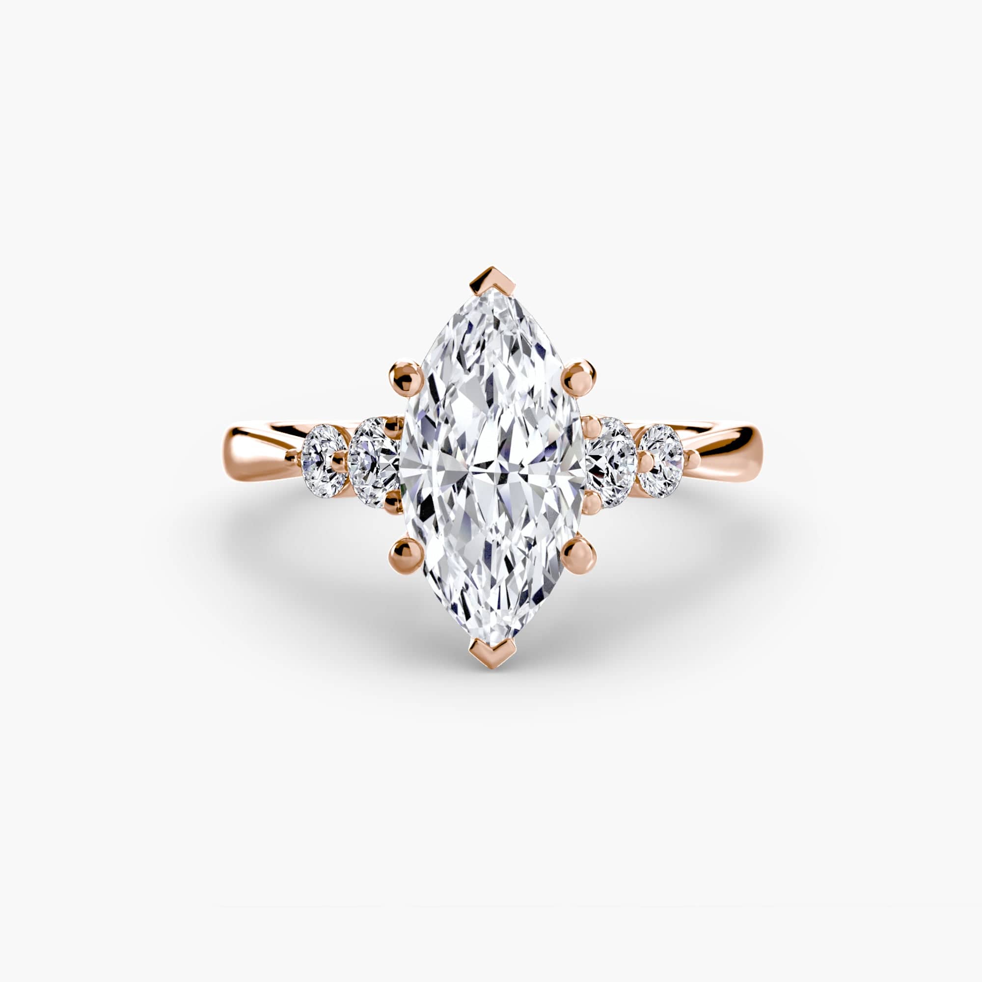 BW James Jewelers setting 9K Rose Gold / Marquise Solitaire with Shoulder Accents 2