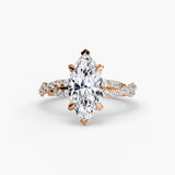BW James Jewelers setting 9K Rose Gold / Marquise The Twisted Pavé Solitaire