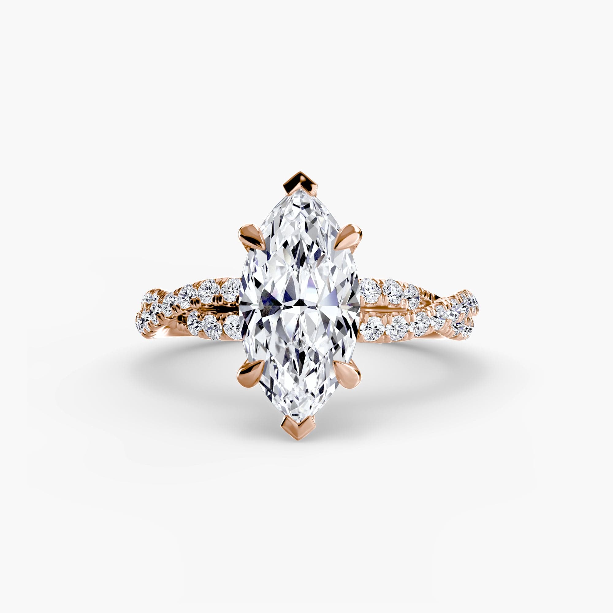BW James Jewelers setting 9K Rose Gold / Marquise The Twisted Pavé Solitaire