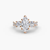 BW James Jewelers setting 9K Rose Gold / Marquise Three-Stone with Pavé Band 2
