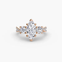 BW James Jewelers setting 9K Rose Gold / Marquise Three-Stone with Pavé Band 2