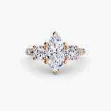BW James Jewelers setting 9K Rose Gold / Marquise Three-Stone with Pavé Band 3