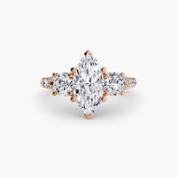 BW James Jewelers setting 9K Rose Gold / Marquise Three-Stone with Pavé Band 3