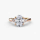 BW James Jewelers setting 9K Rose Gold / Oval Solitaire with Cluster Shoulders 2