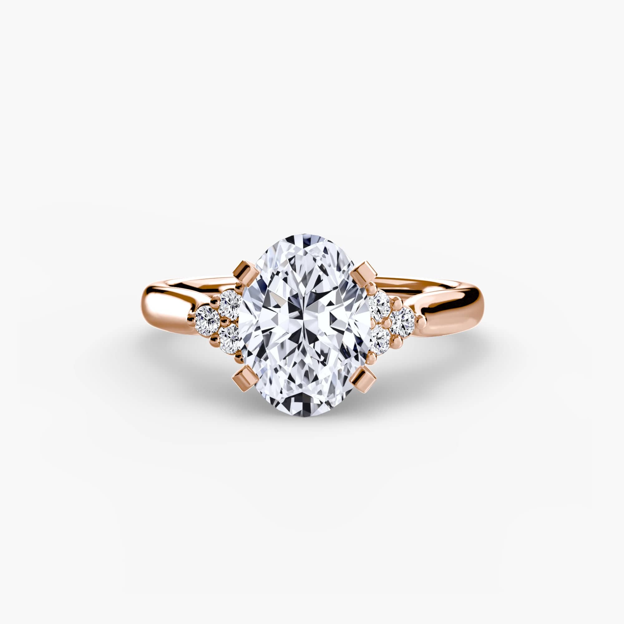 BW James Jewelers setting 9K Rose Gold / Oval Solitaire with Cluster Shoulders 2