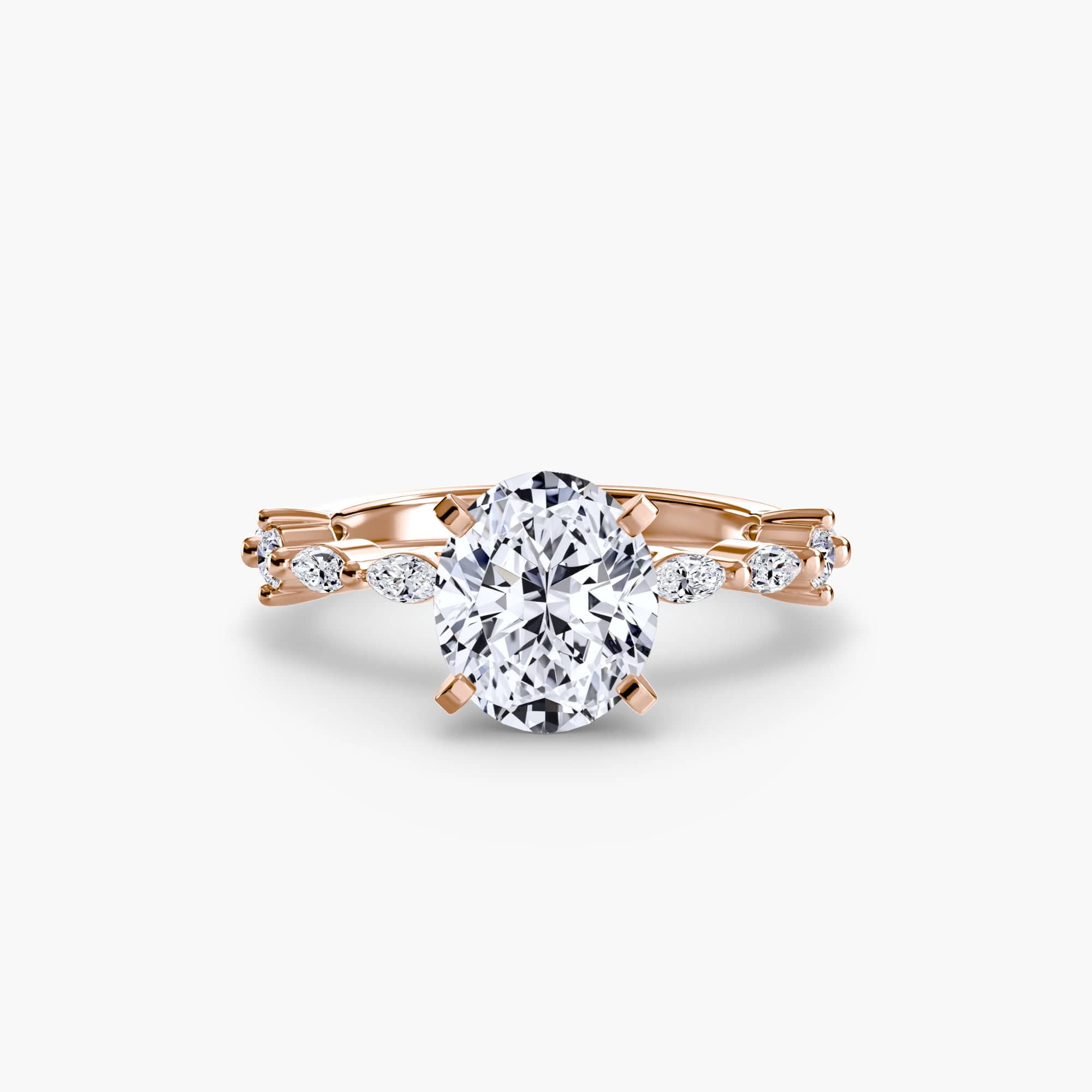 BW James Jewelers setting 9K Rose Gold / Oval Solitaire with Eternity Pavé