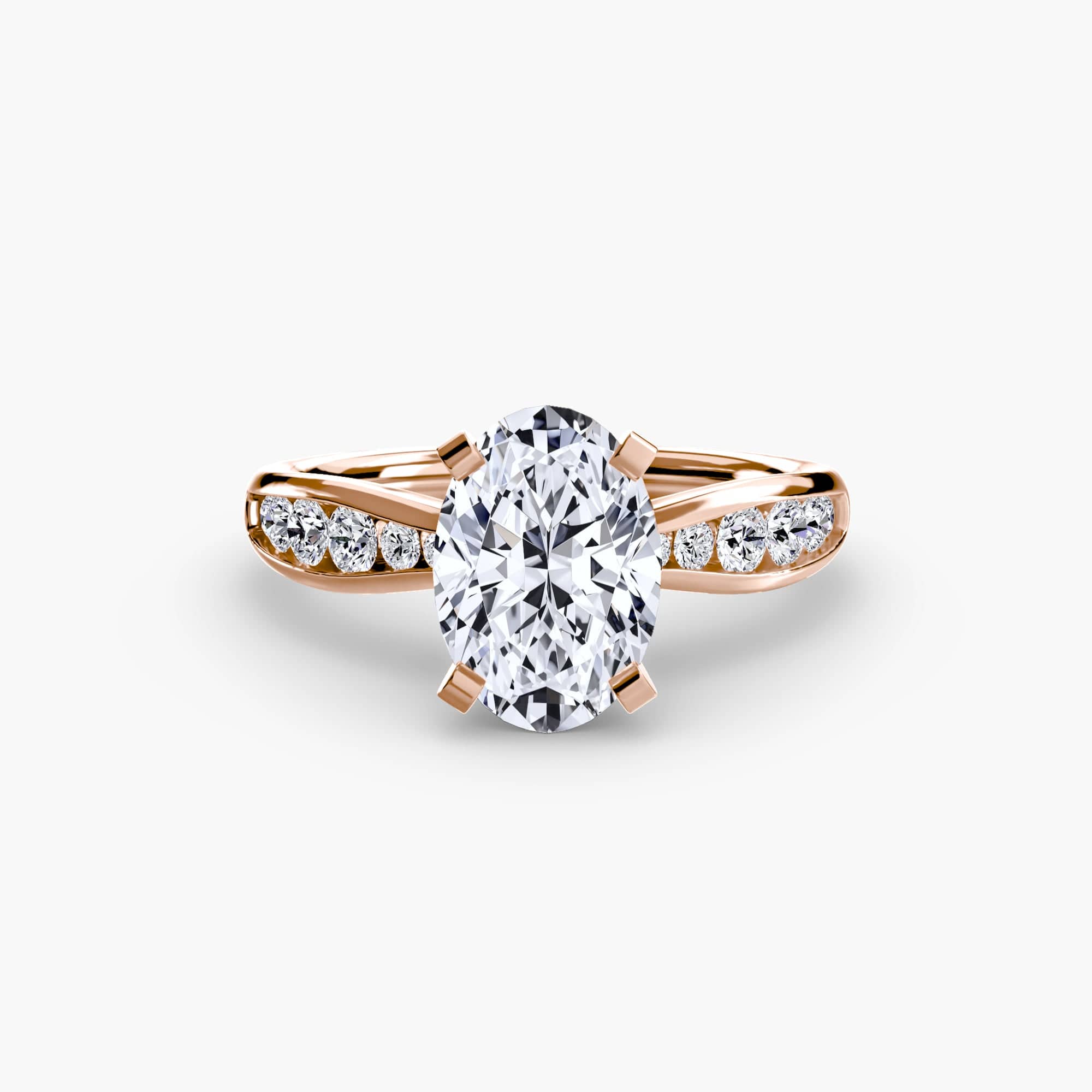 BW James Jewelers setting 9K Rose Gold / Oval Solitaire with Pavé 3