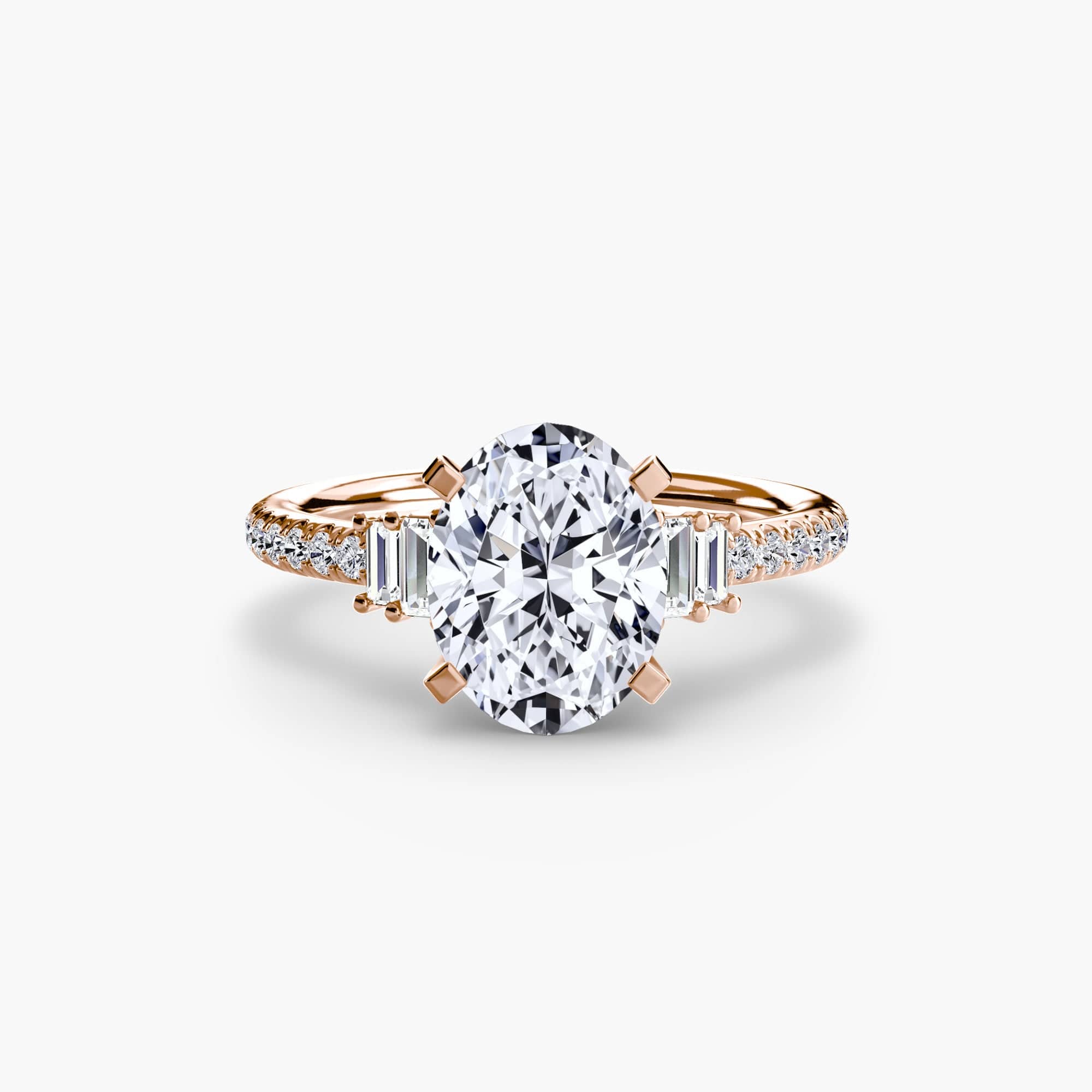 BW James Jewelers setting 9K Rose Gold / Oval Solitaire with Pavé 4