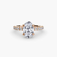 BW James Jewelers setting 9K Rose Gold / Oval Solitaire with Pavé 6
