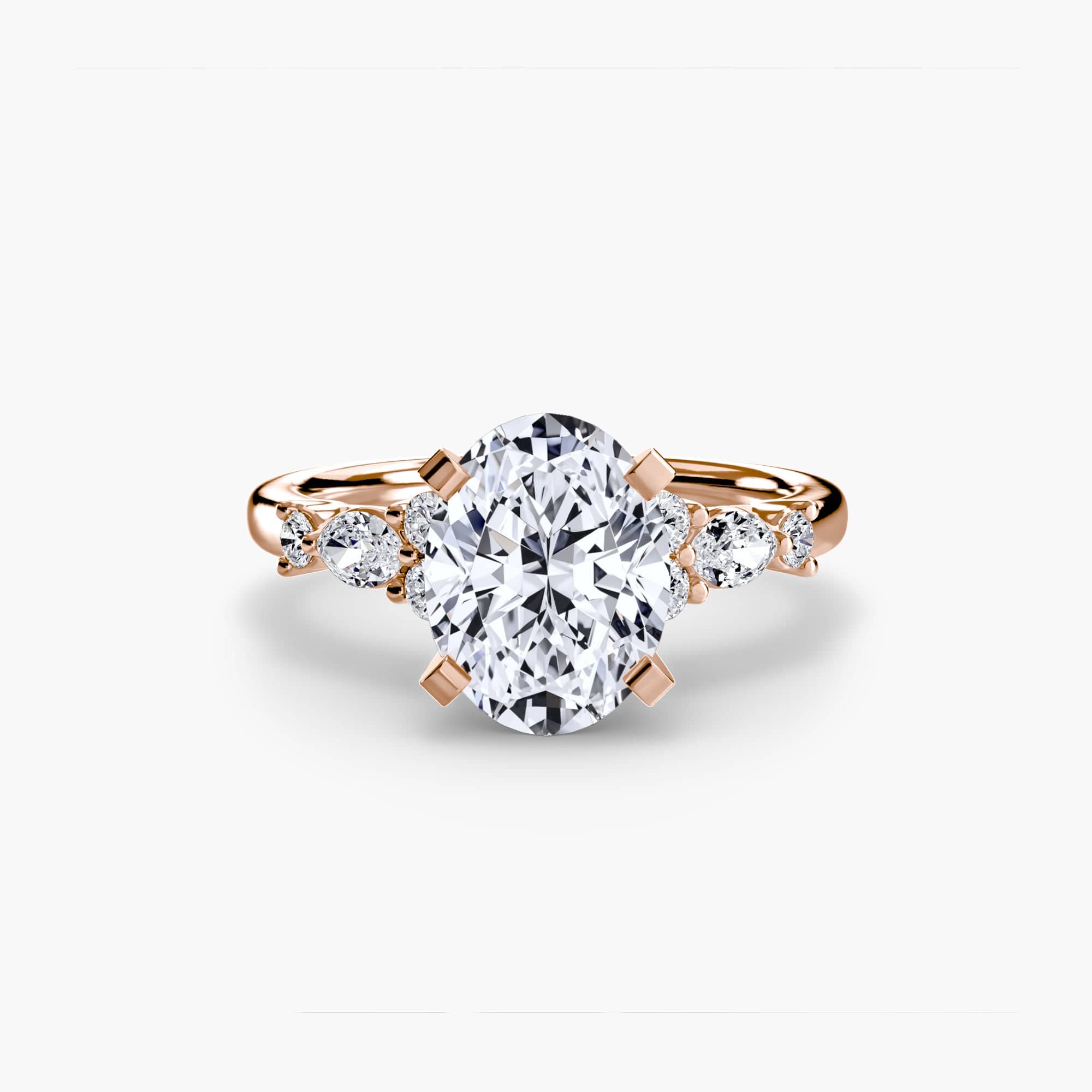 BW James Jewelers setting 9K Rose Gold / Oval The Floral Accent Solitaire