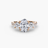BW James Jewelers setting 9K Rose Gold / Oval Three-Stone with Pavé Band