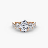 BW James Jewelers setting 9K Rose Gold / Oval Three-Stone with Pavé Band 2