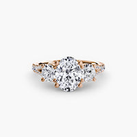 BW James Jewelers setting 9K Rose Gold / Oval Three-Stone with Pavé Band 3