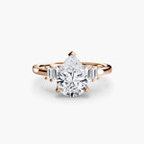 BW James Jewelers setting 9K Rose Gold / Pear Baguette Accent Solitaire