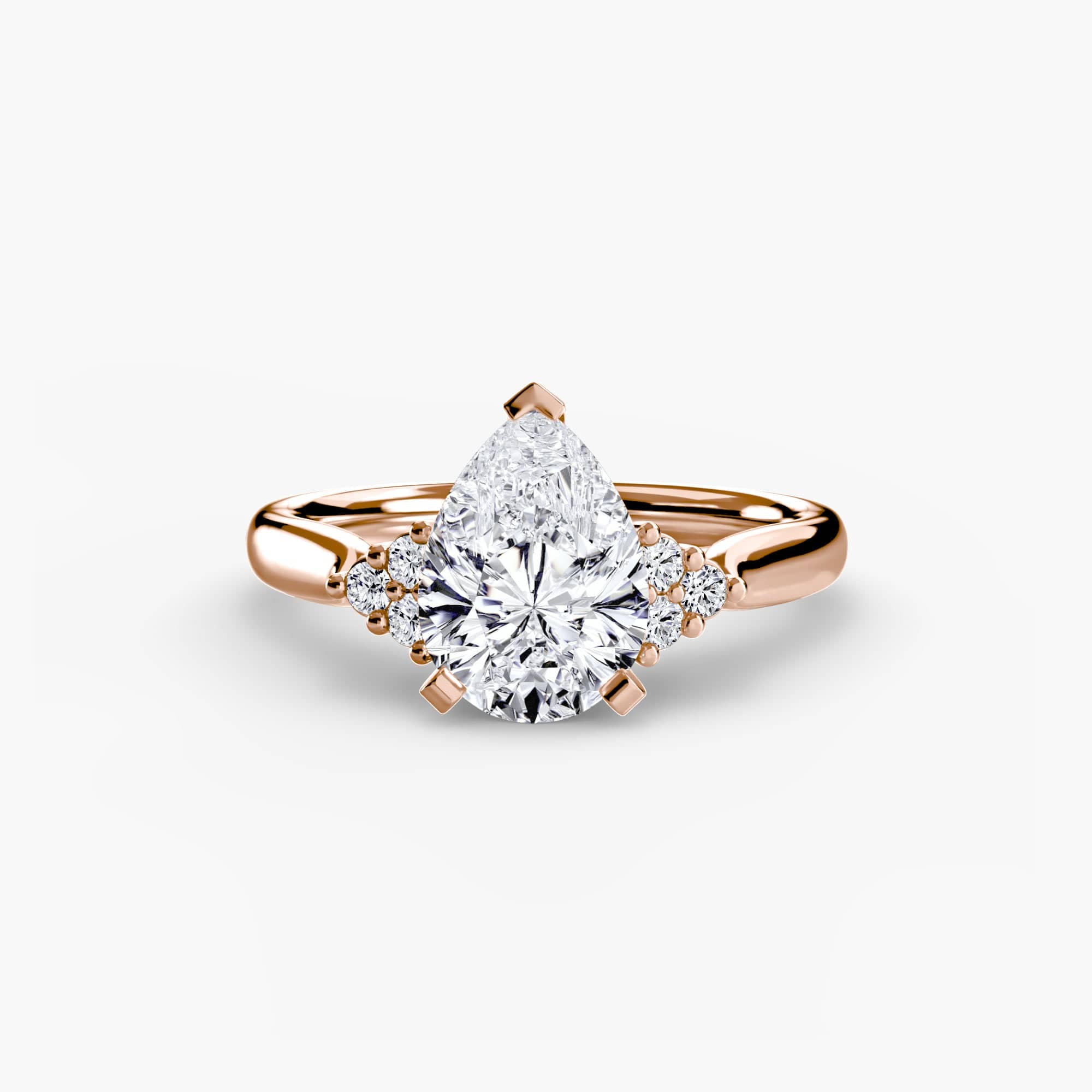 BW James Jewelers setting 9K Rose Gold / Pear Solitaire with Cluster Shoulders 2