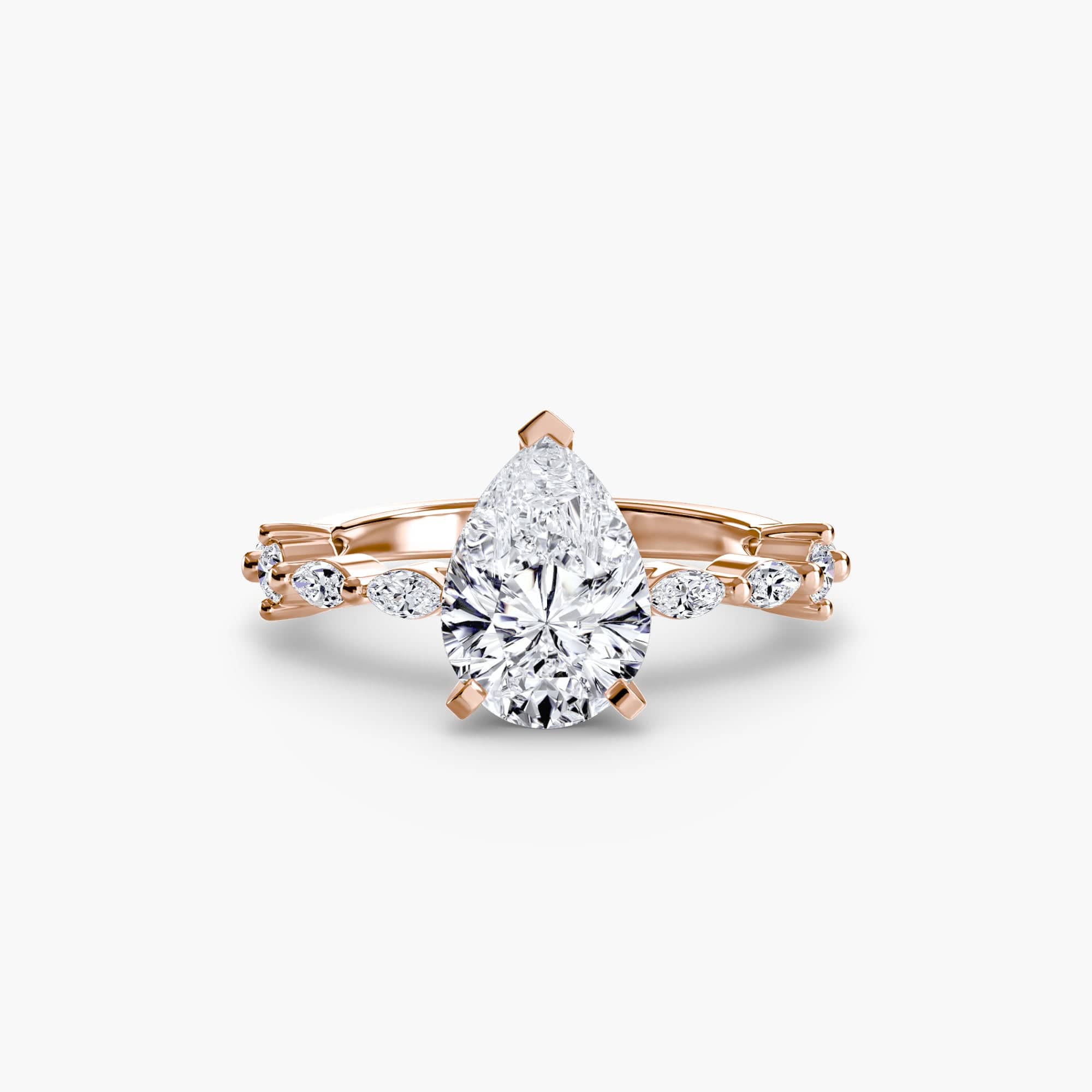 BW James Jewelers setting 9K Rose Gold / Pear Solitaire with Eternity Pavé