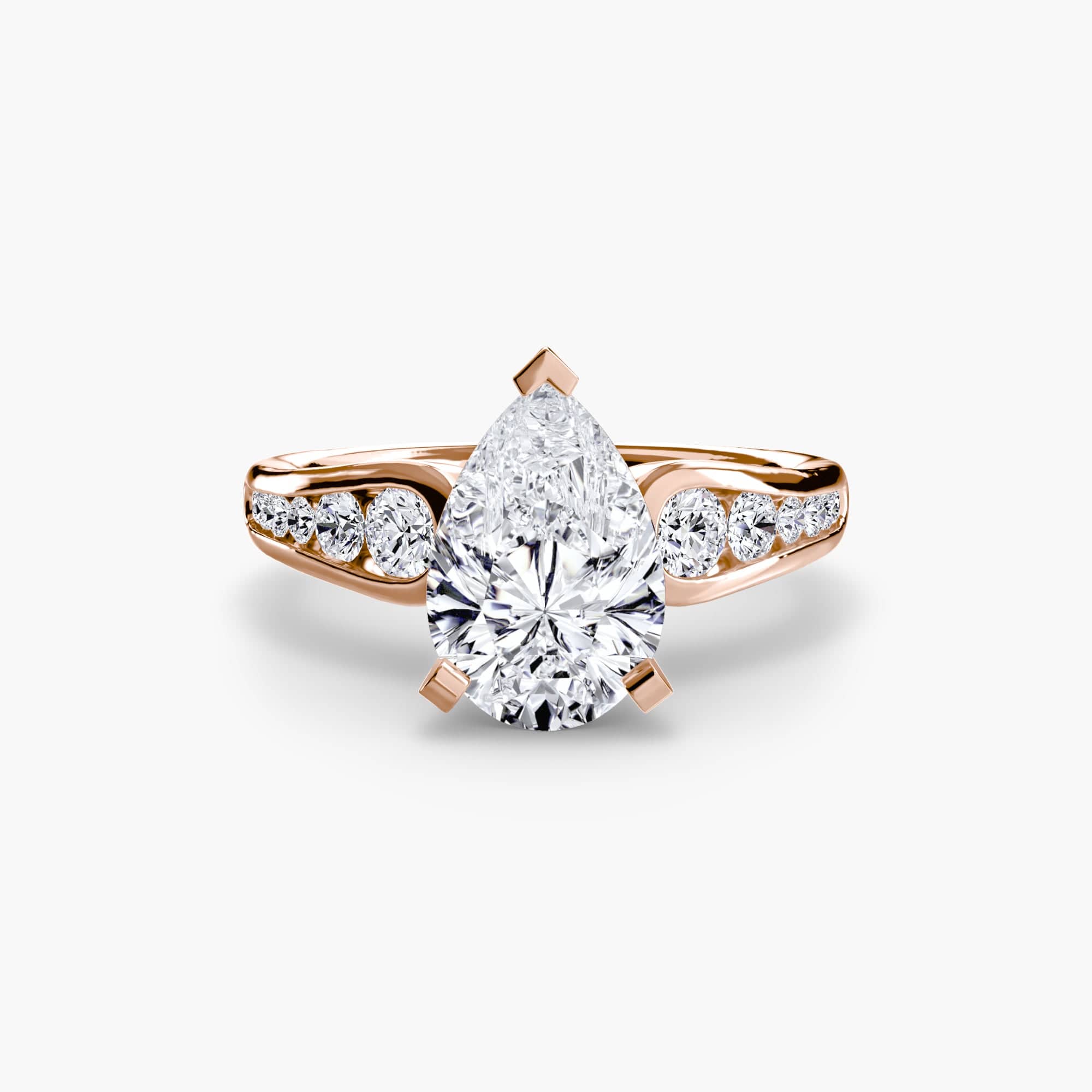 BW James Jewelers setting 9K Rose Gold / Pear Solitaire with Pavé 2