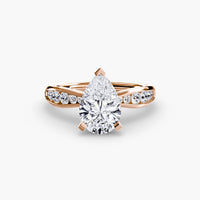 BW James Jewelers setting 9K Rose Gold / Pear Solitaire with Pavé 3