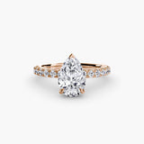 BW James Jewelers setting 9K Rose Gold / Pear Solitaire with Pavé 6