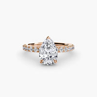 BW James Jewelers setting 9K Rose Gold / Pear Solitaire with Pavé 6