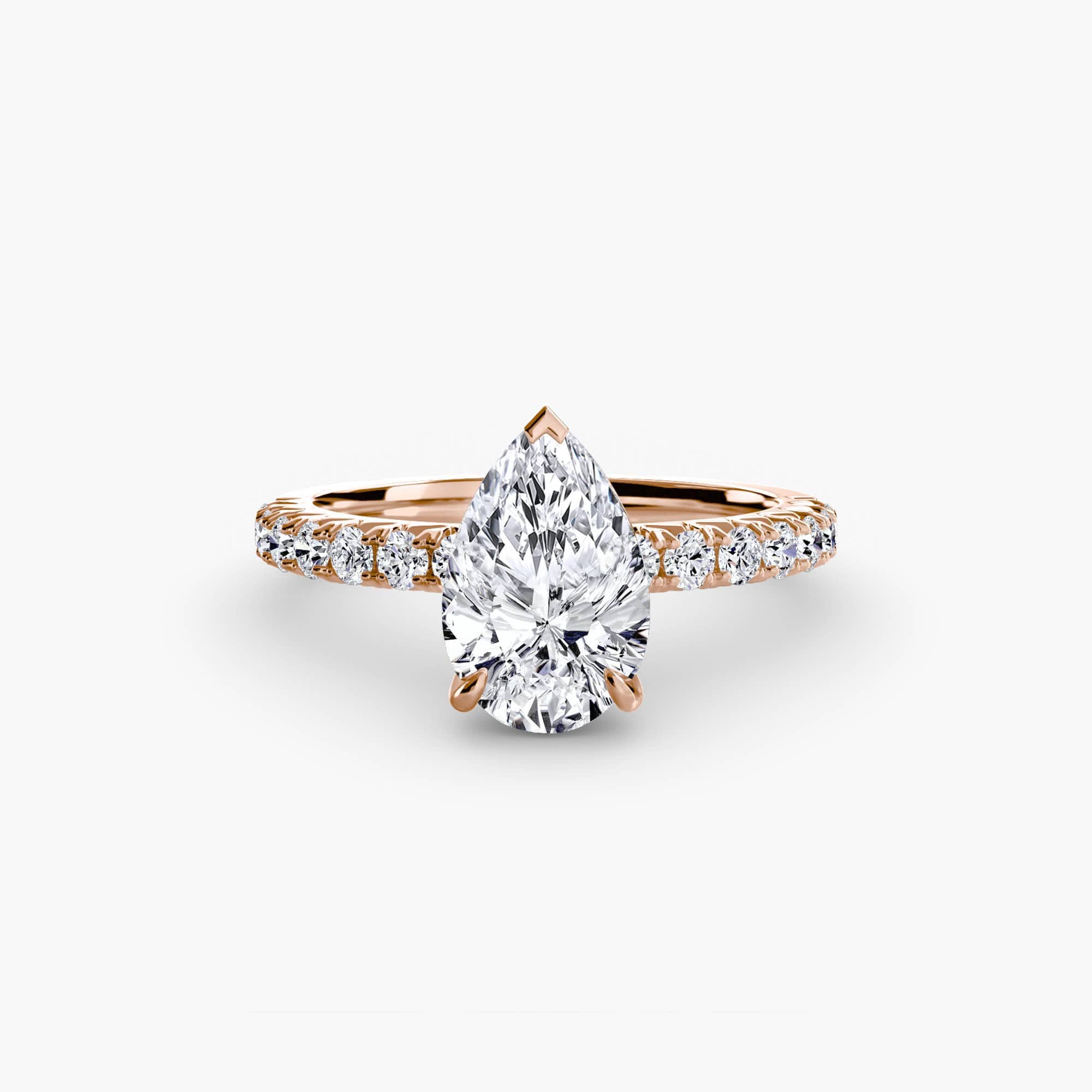 BW James Jewelers setting 9K Rose Gold / Pear Solitaire with Pavé 6