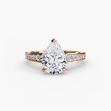 BW James Jewelers setting 9K Rose Gold / Pear Solitaire with Pavé 7