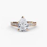 BW James Jewelers setting 9K Rose Gold / Pear Solitaire with Pavé 7