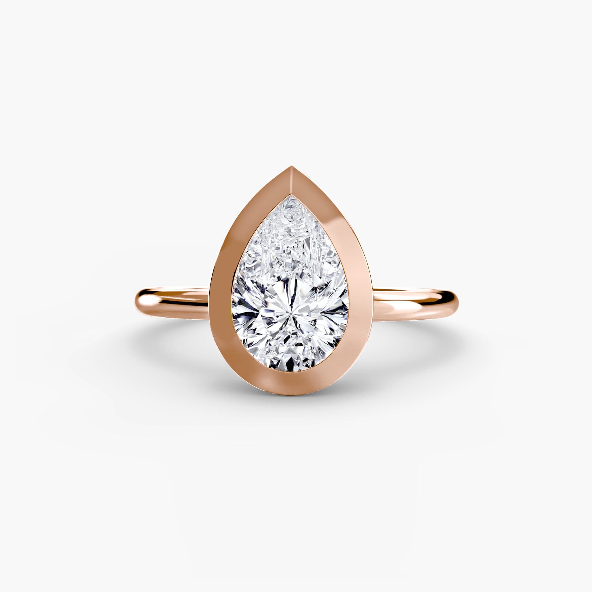 BW James Jewelers setting 9K Rose Gold / Pear The Bezel Set Solitaire