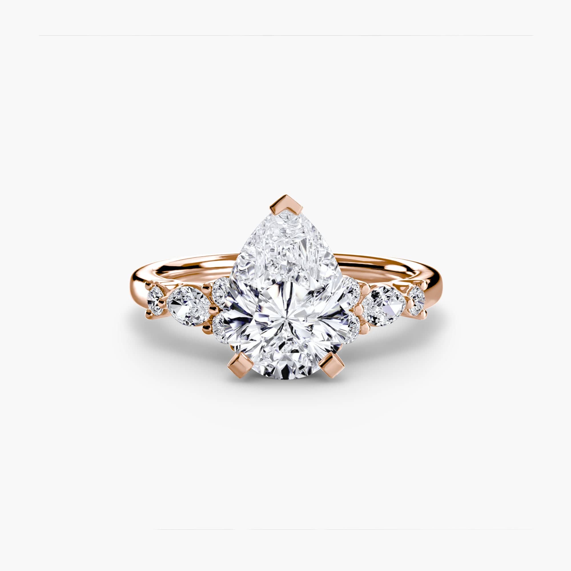 BW James Jewelers setting 9K Rose Gold / Pear The Floral Accent Solitaire