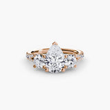 BW James Jewelers setting 9K Rose Gold / Pear Three-Stone with Pavé Band 3