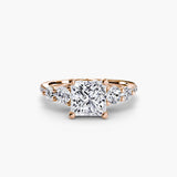 BW James Jewelers setting 9K Rose Gold / Princess Five Stone Ring with Pavé Band